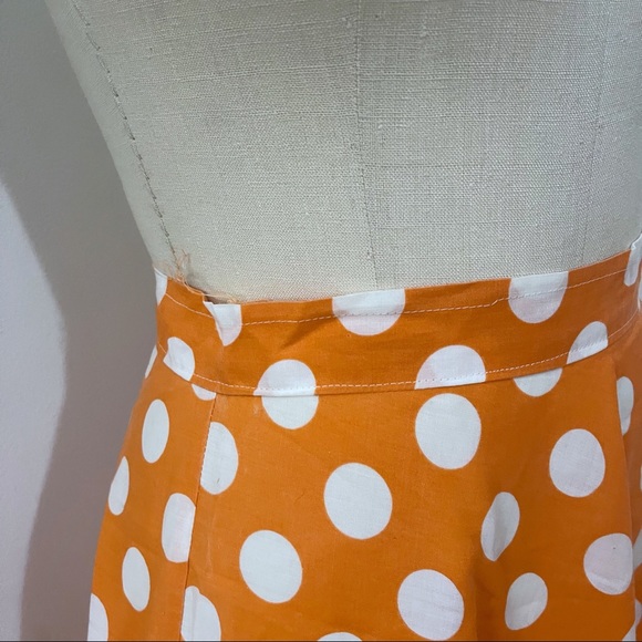 Vintage Polka Dots Orange and White Circle Skirt - Picture 6 of 11